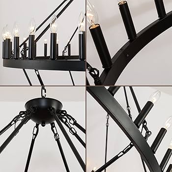 JKLX 70 Inch Extra Large Wagon Wheel Chandelier 2 Tier 64-Lights JKLX 70 Inch Extra Large Wagon Wheel Chandelier 2 Tier 64-Lights